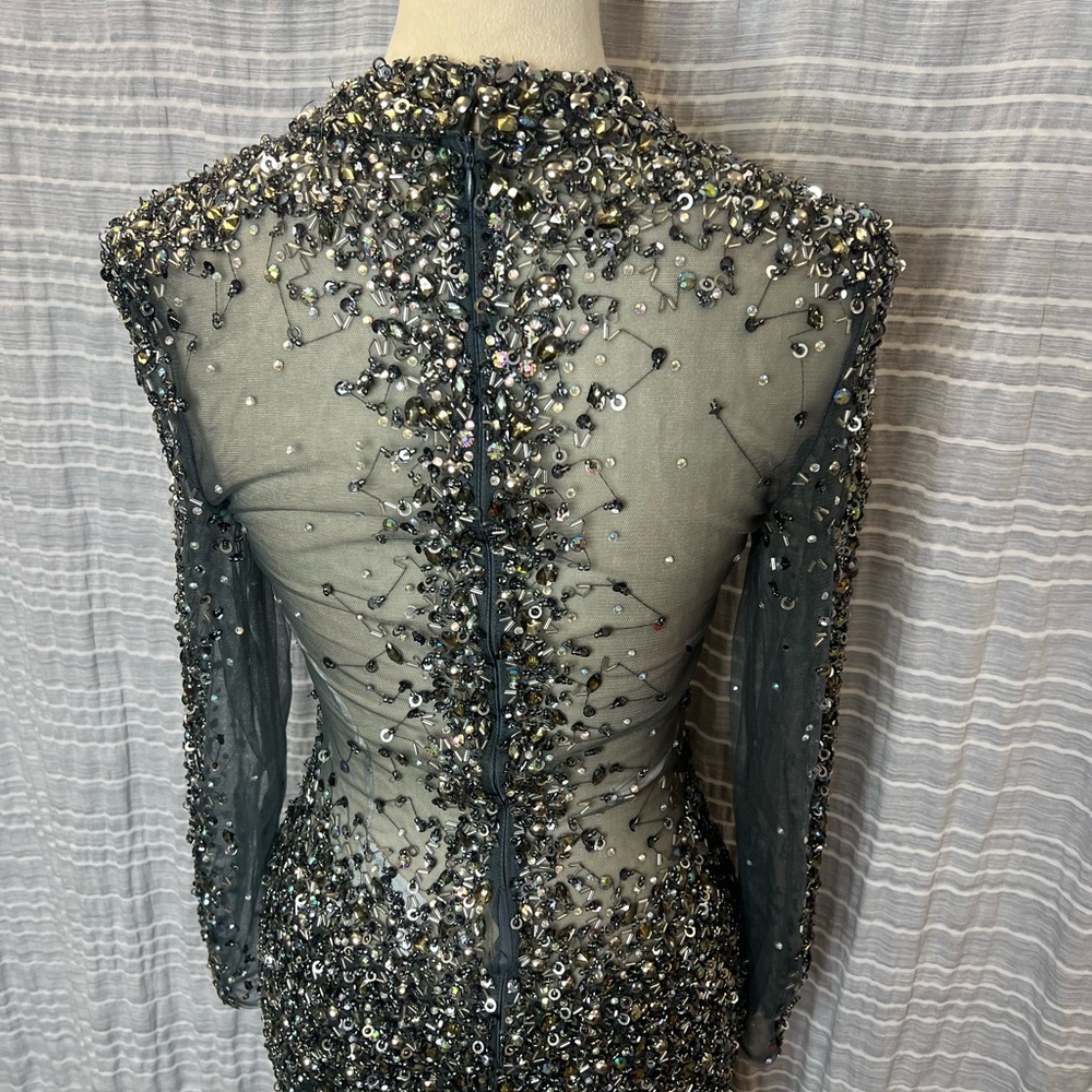 Elegant Gunmetal Evening Gown - Picture 8 of 15